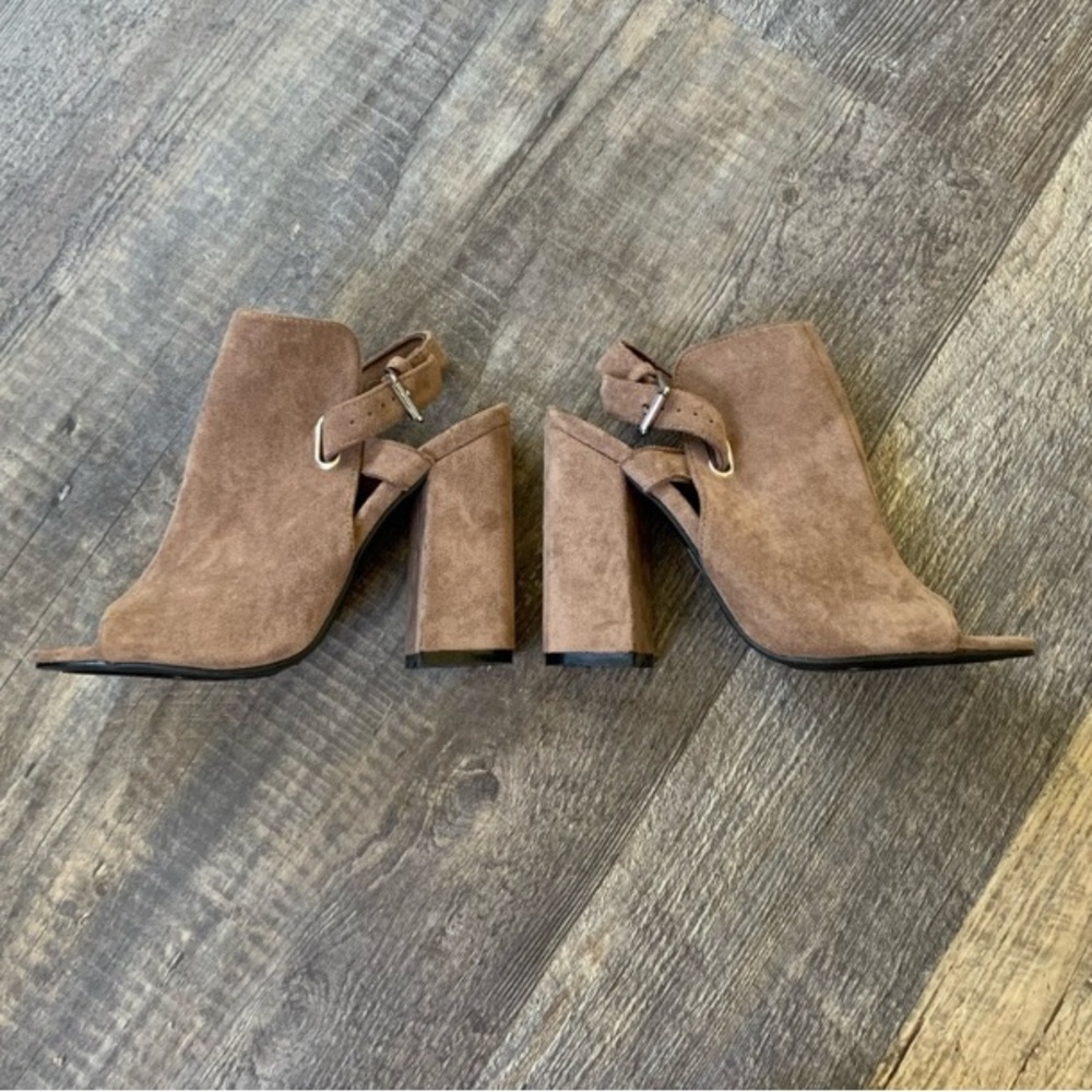 SO ME • Faux Suede Open Toe Heeled Booties - Picture 3 of 5